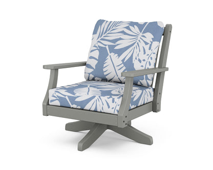 Country Living Wovendale Deep Seating Swivel Chair in Slate Grey / Leaf Sky Blue