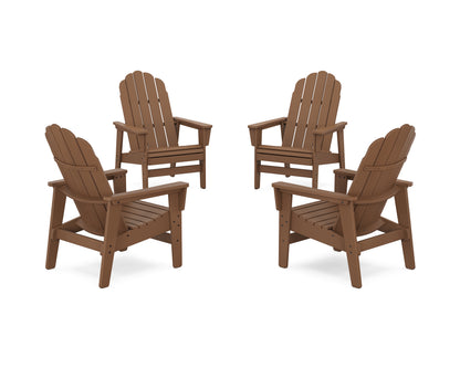 POLYWOOD® 4-Piece Vineyard Grand Upright Adirondack Chair Conversation Set in Teak