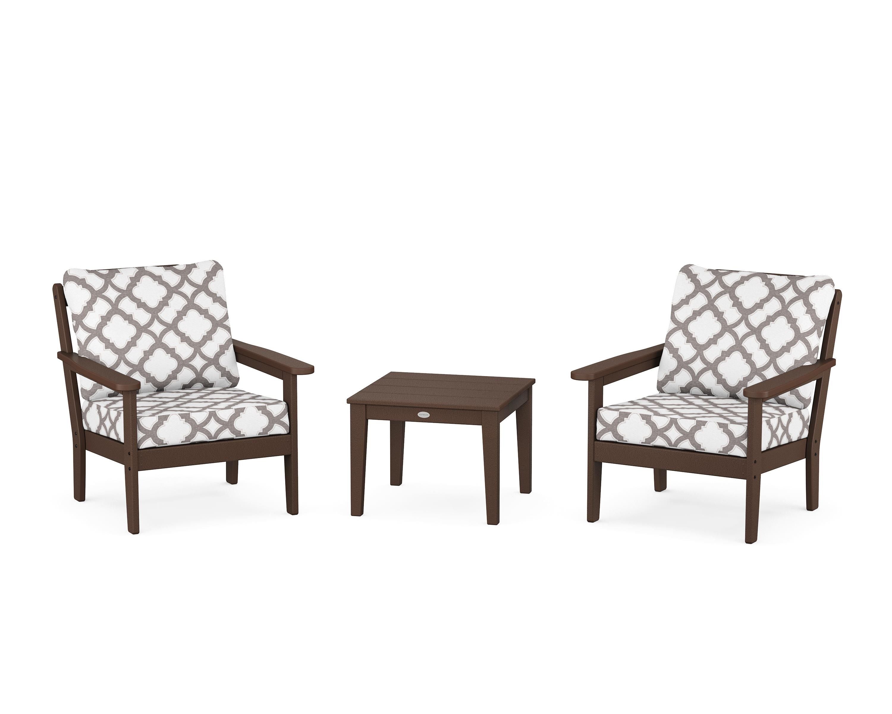 Country Living Cottage 3-Piece Deep Seating Set in Mahogany / Trellis Grey Mist
