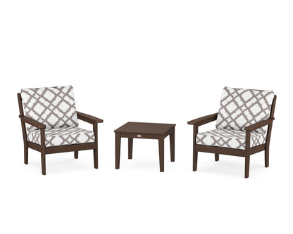 Country Living Cottage 3-Piece Deep Seating Set in Mahogany / Trellis Grey Mist