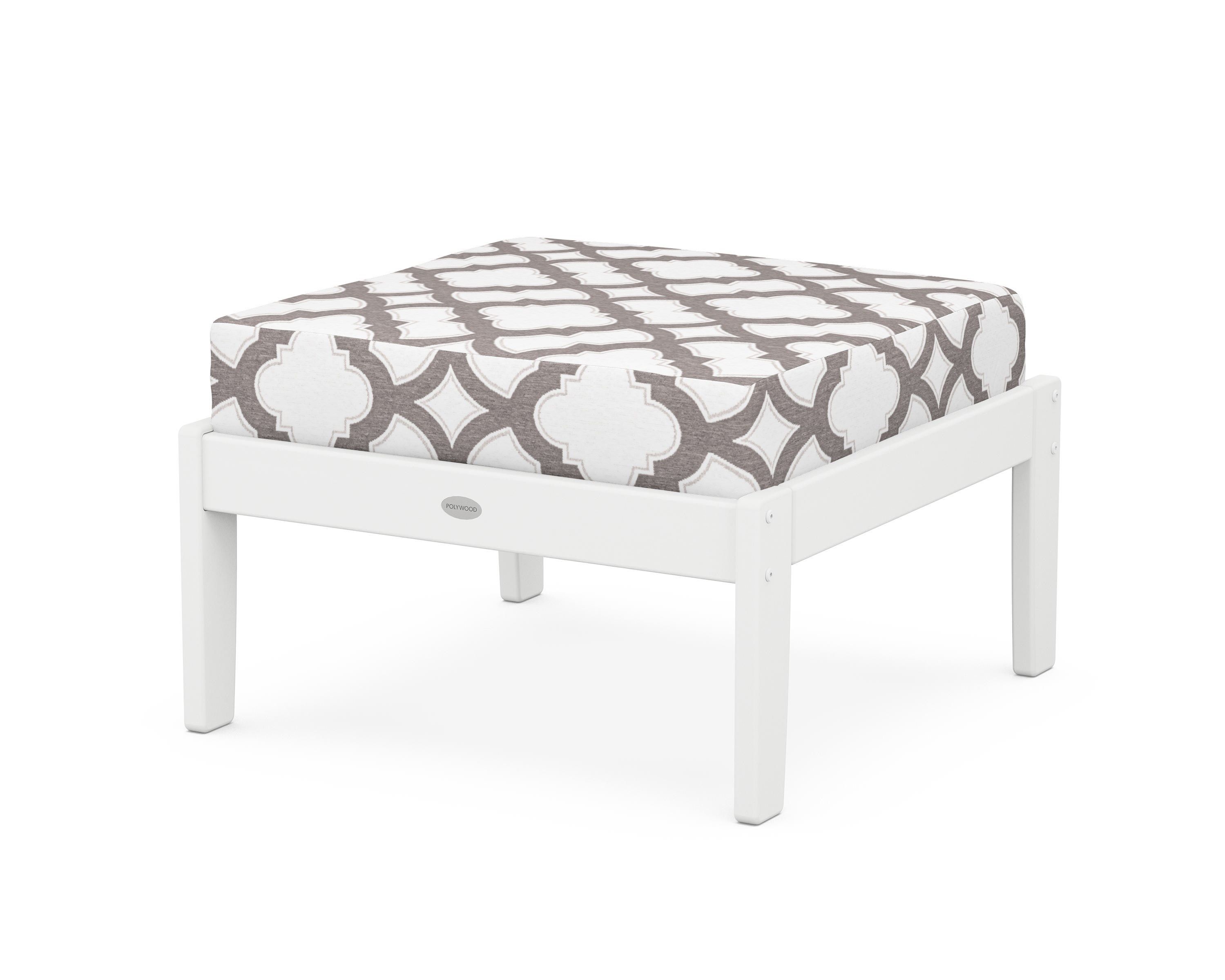 POLYWOOD® Braxton Deep Seating Ottoman in White / Trellis Grey Mist