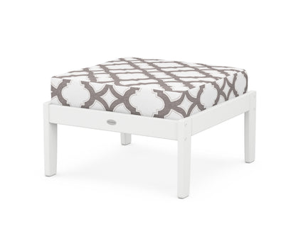 POLYWOOD® Braxton Deep Seating Ottoman in White / Trellis Grey Mist