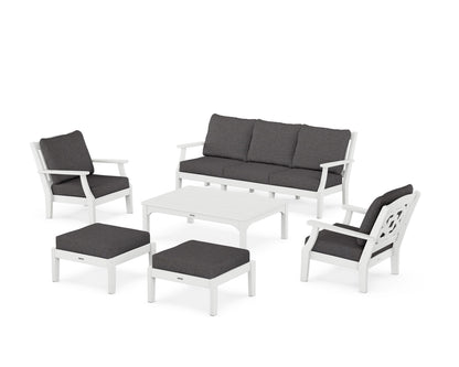 Martha Stewart by POLYWOOD® Chinoiserie 6-Piece Lounge Sofa Set in White / Ash Charcoal