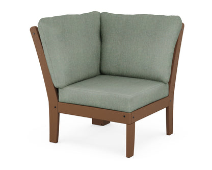 POLYWOOD® Braxton Modular Corner Chair in Teak / Cast Sage