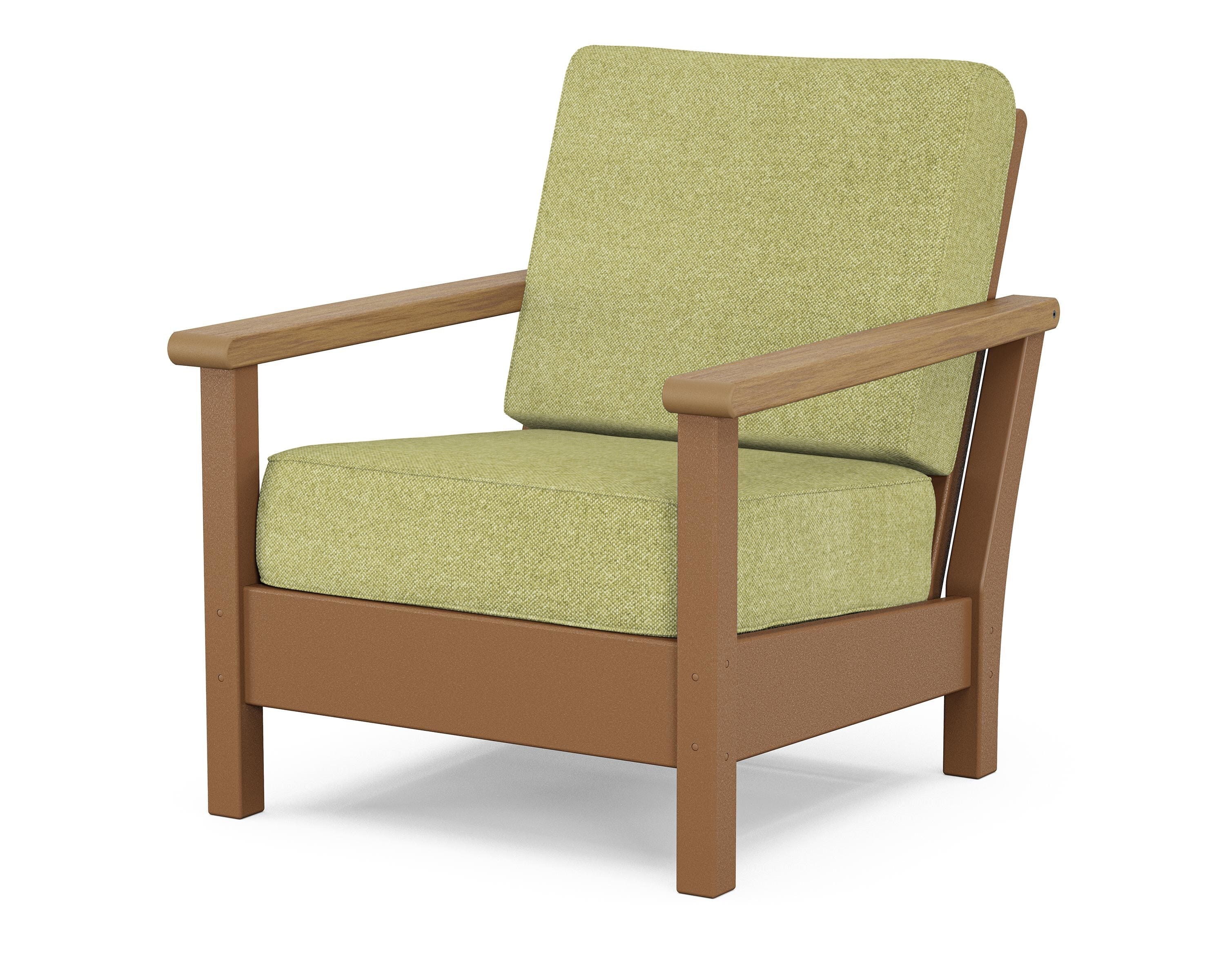POLYWOOD® Harbour Deep Seating Chair in Teak / Natural / Chartreuse Boucle