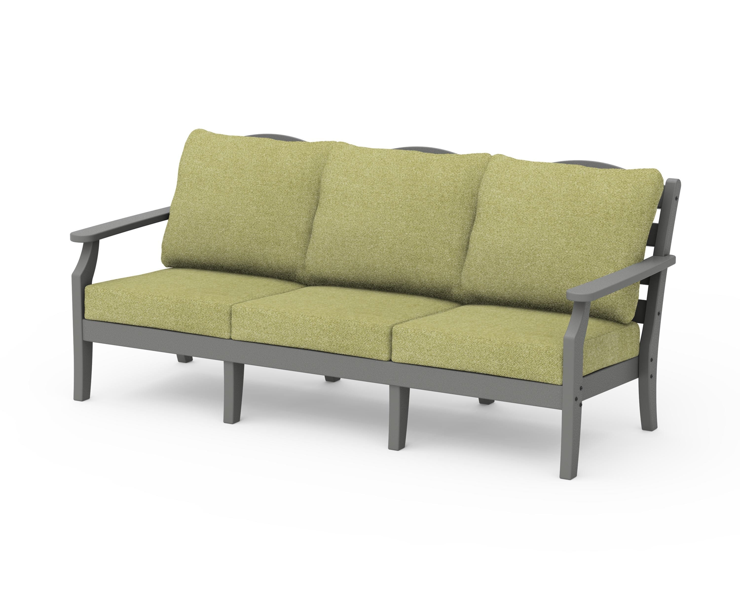 Draper James™ by  POLYWOOD® Savannah Deep Seating Sofa in Slate Grey / Chartreuse Boucle