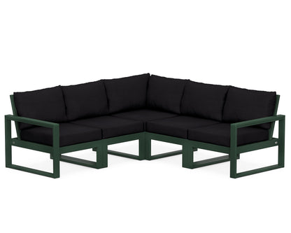 POLYWOOD® EDGE 5-Piece Modular Deep Seating Set in Green / Midnight Linen