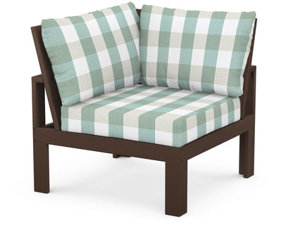 Unbranded Modular Corner Chair in Mahogany / Buffalo Plaid Glacier Spa