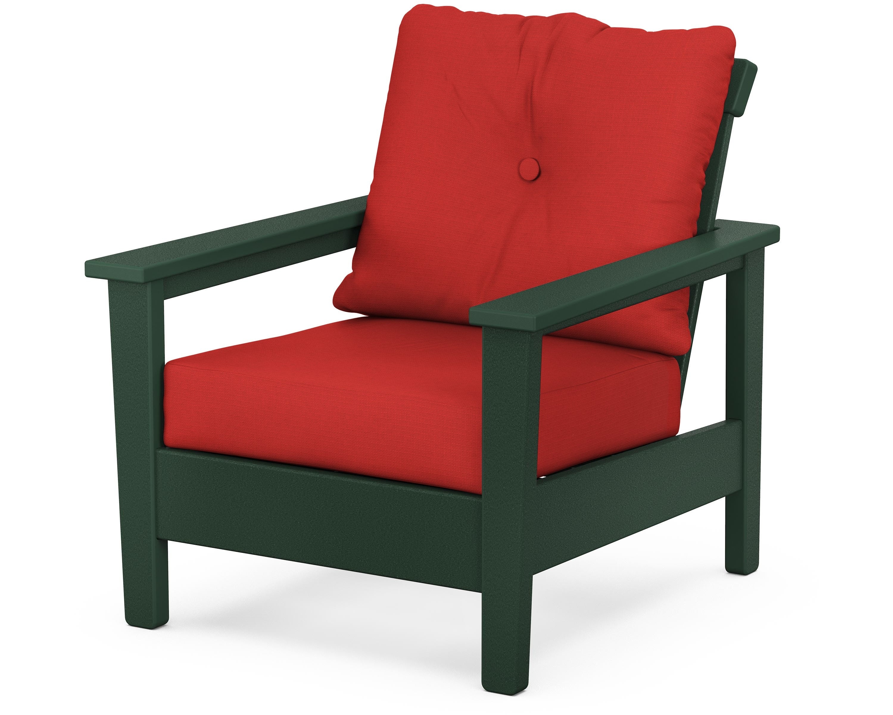 POLYWOOD® Prescott Deep Seating Chair in Green / Crimson Linen