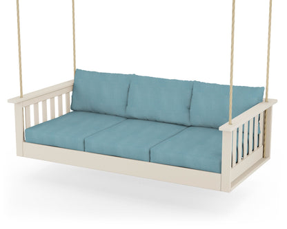 POLYWOOD® Vineyard Daybed Swing in Sand / Lattice Sky Blue
