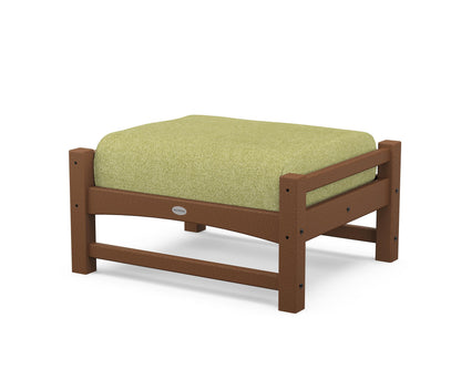 POLYWOOD® Club Ottoman in Teak / Chartreuse Boucle