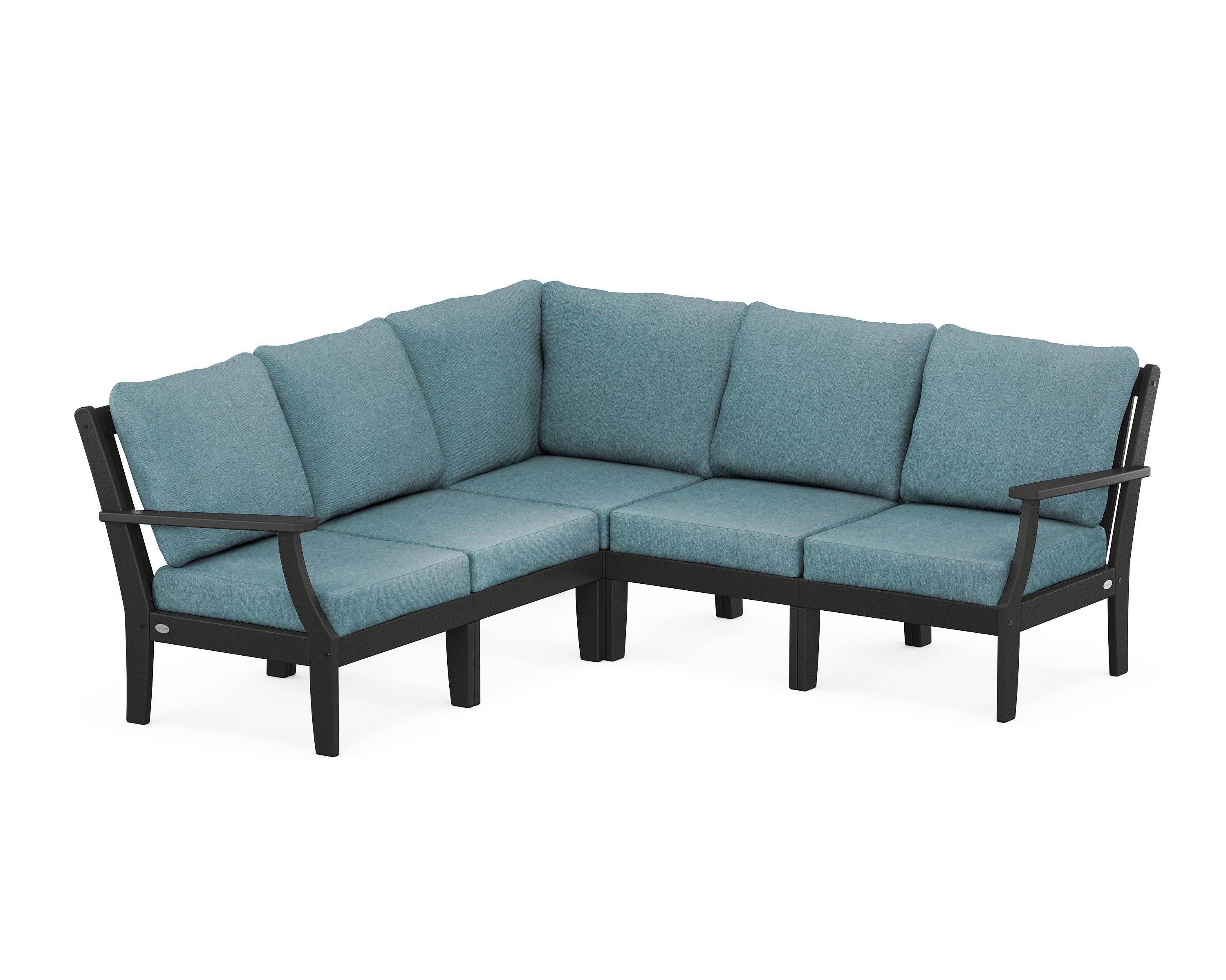 POLYWOOD® Braxton Modular 5-Piece Deep Seating Set in Black / Ocean Teal
