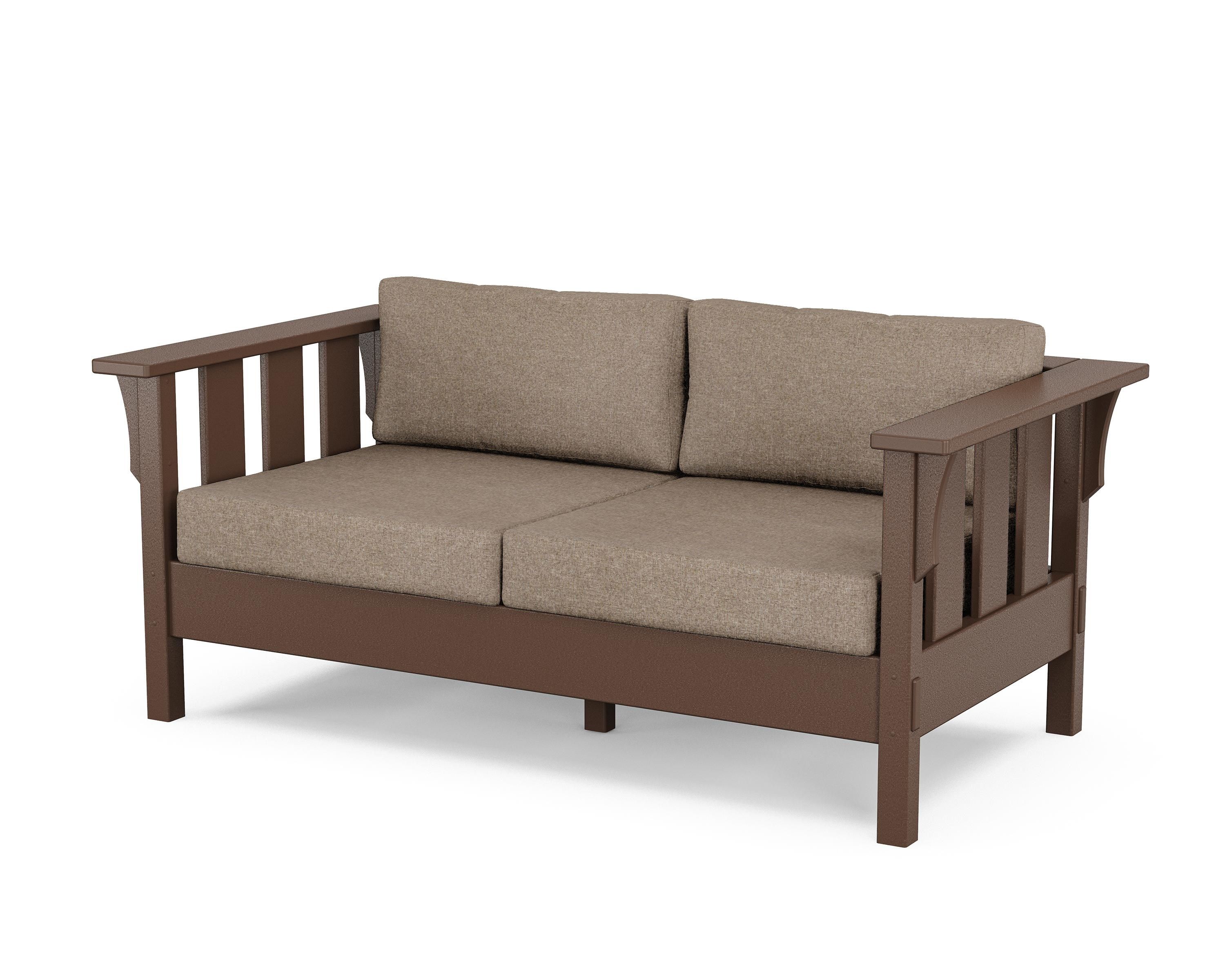 Martha Stewart by POLYWOOD® Acadia Deep Seating Loveseat in Mahogany / Spiced Burlap