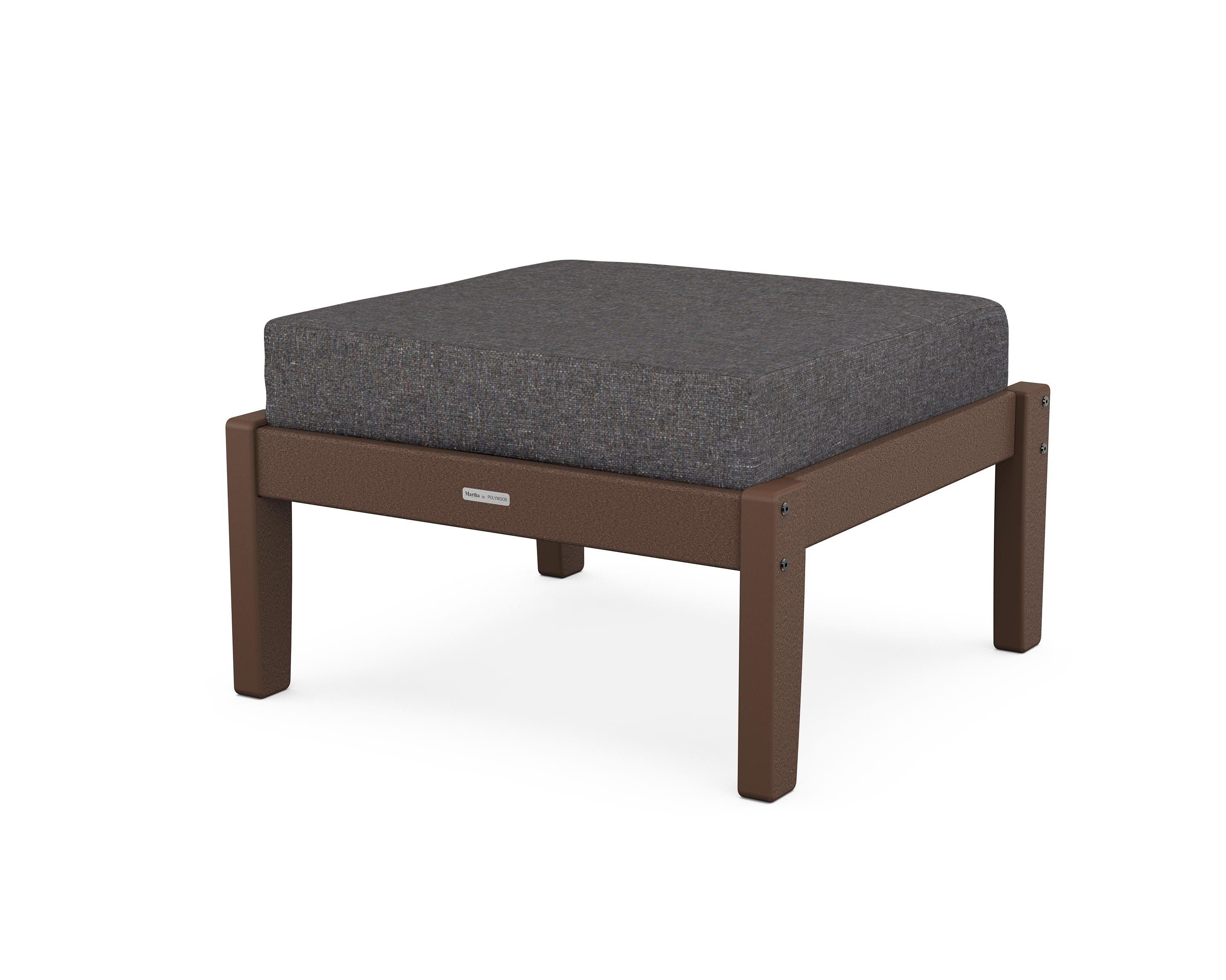 Martha Stewart by POLYWOOD® Chinoiserie Deep Seating Ottoman in Mahogany / Ash Charcoal
