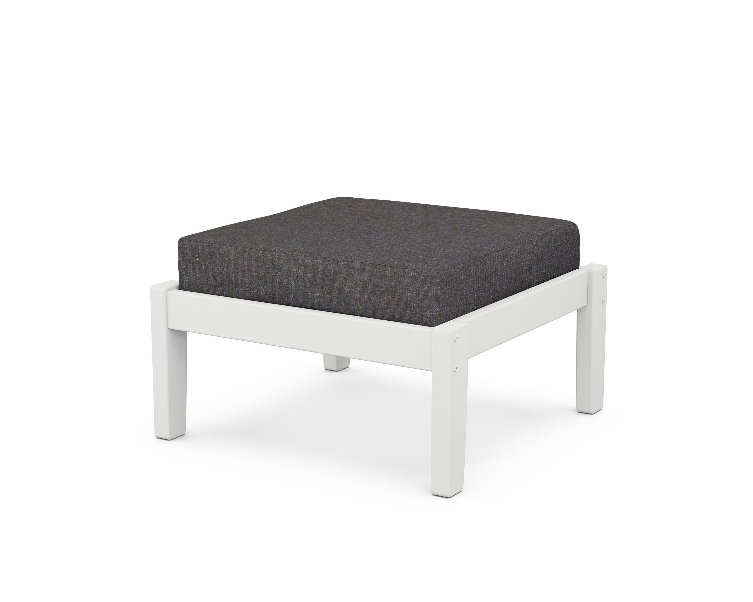 Unbranded Deep Seating Ottoman in White / Ash Charcoal