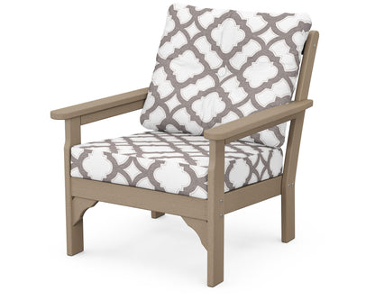 POLYWOOD® Vineyard Deep Seating Chair in Vintage Sahara / Trellis Grey Mist