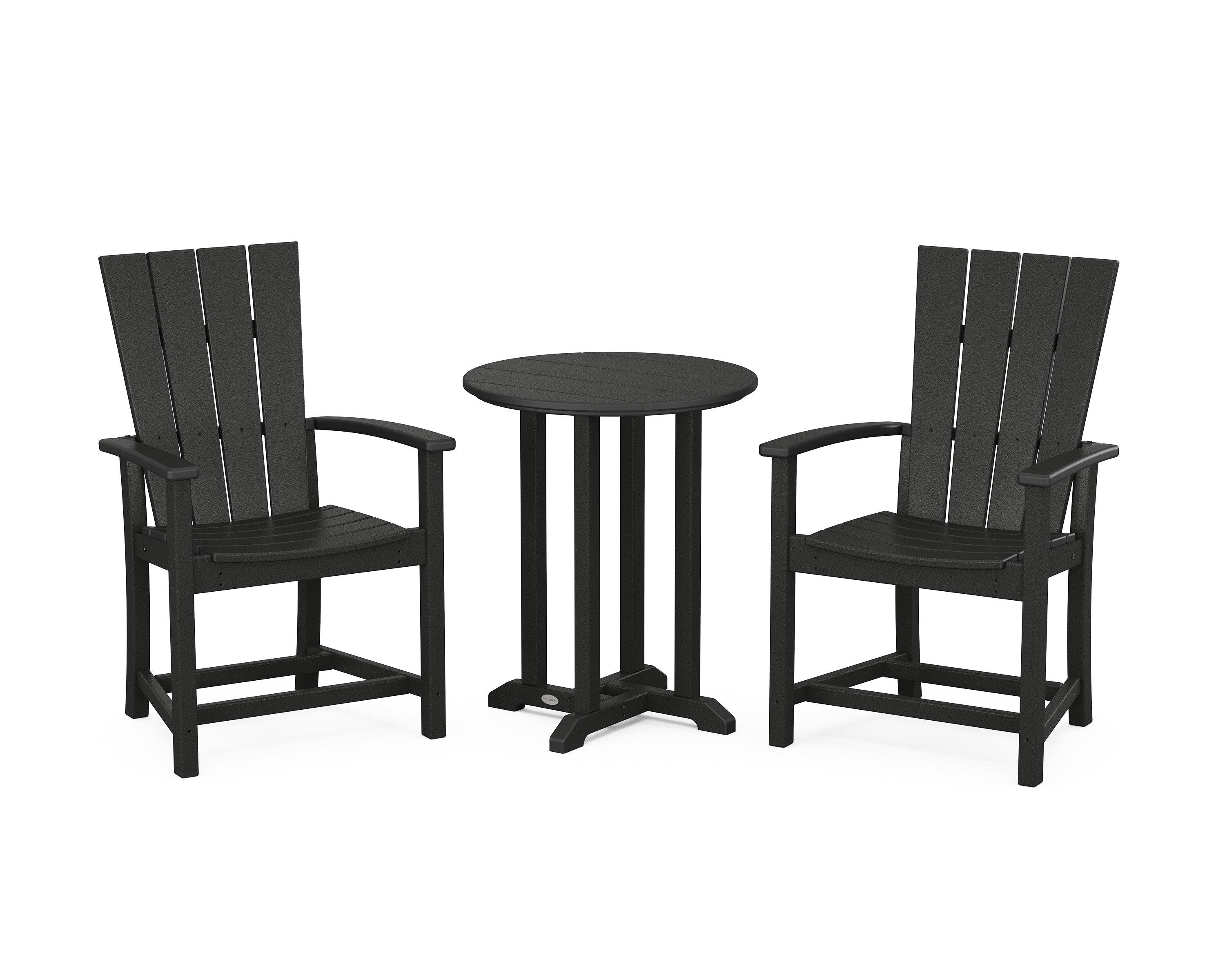 POLYWOOD® Quattro 3-Piece Round Farmhouse Bistro Dining Set in Black