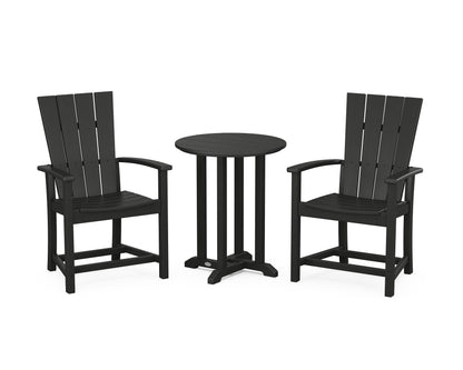 POLYWOOD® Quattro 3-Piece Round Farmhouse Bistro Dining Set in Black