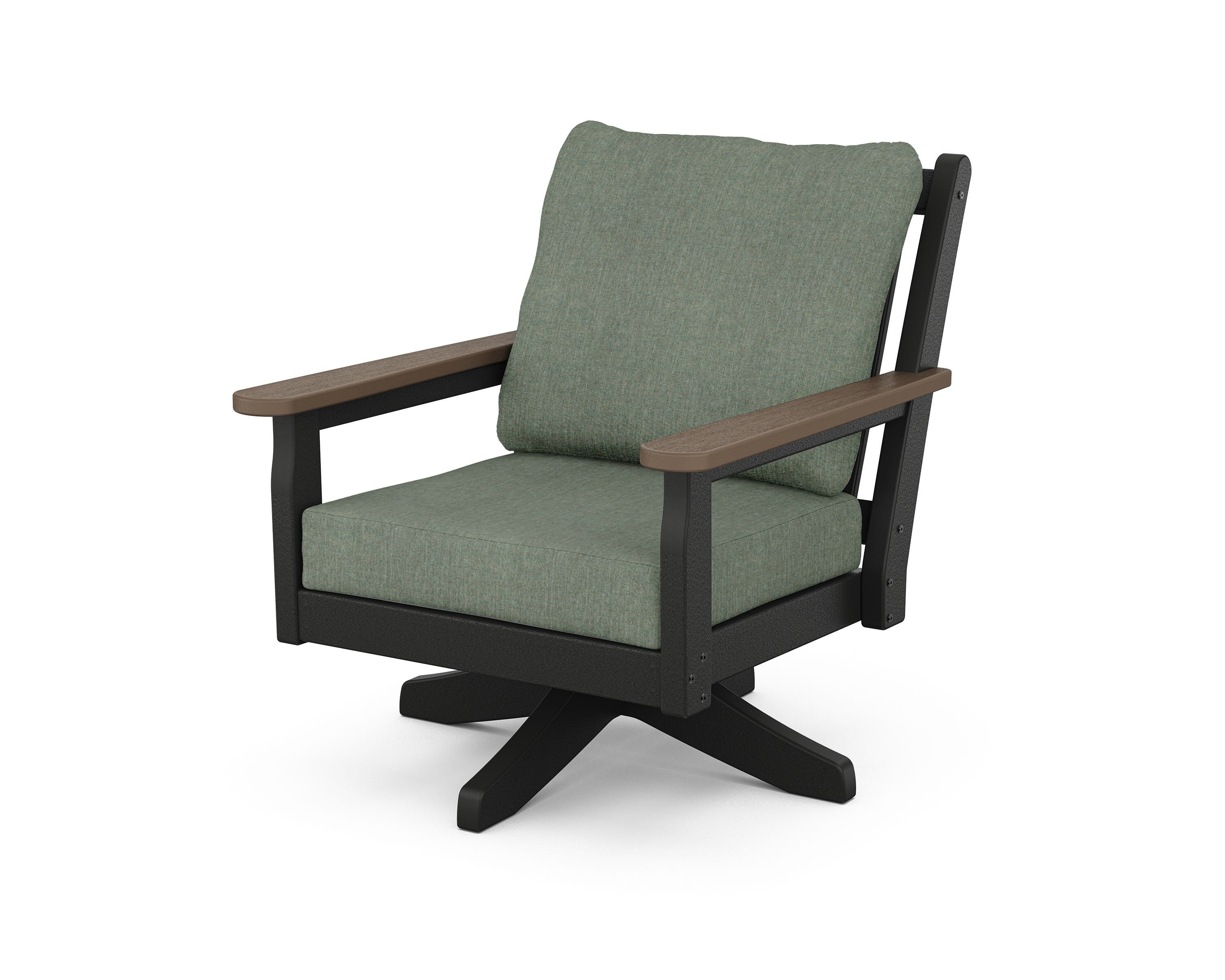 POLYWOOD® Chippendale Deep Seating Swivel Chair in Black / Kona / Cast Sage