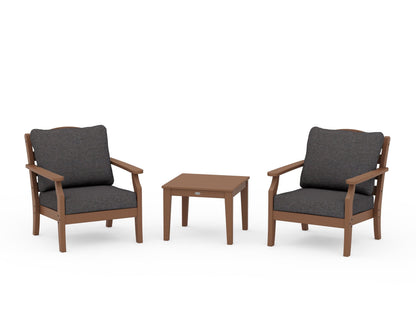 Draper James™ by  POLYWOOD® Savannah 3-Piece Deep Seating Set in Teak / Ash Charcoal