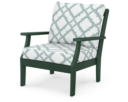 POLYWOOD® Braxton Deep Seating Chair in Green / Trellis Glacier Spa