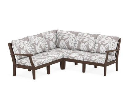 POLYWOOD® Braxton Modular 5-Piece Deep Seating Set in Mahogany / Leaf Grey Mist