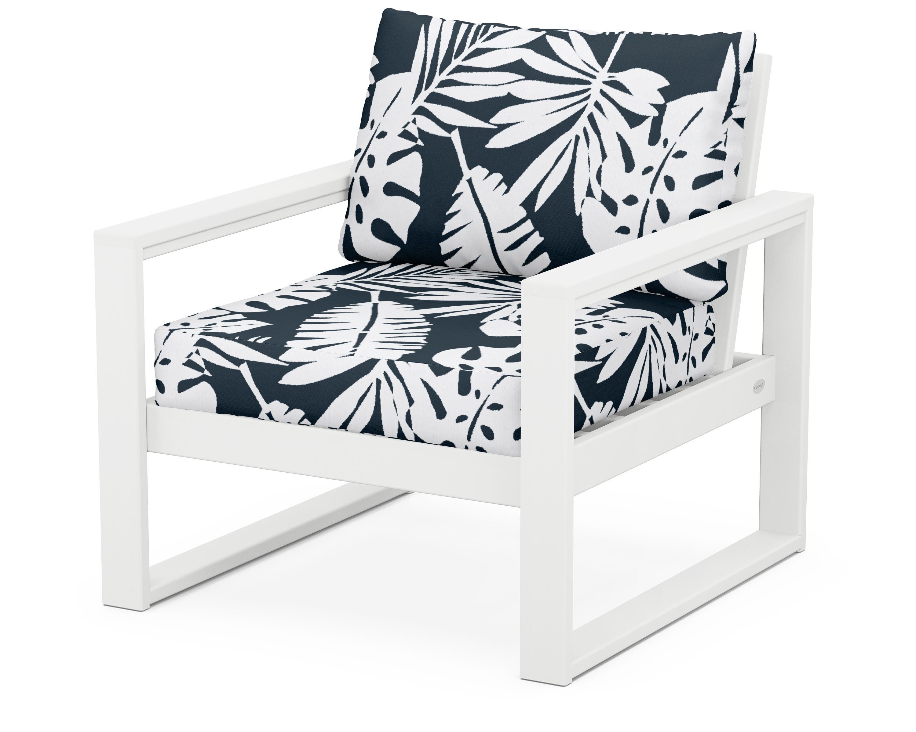 POLYWOOD® EDGE Club Chair in White / Leaf Marine Indigo