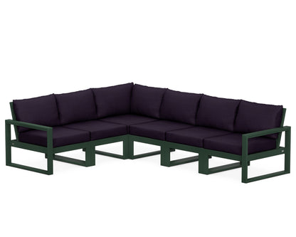 POLYWOOD® EDGE 6-Piece Modular Deep Seating Set in Green / Navy Linen