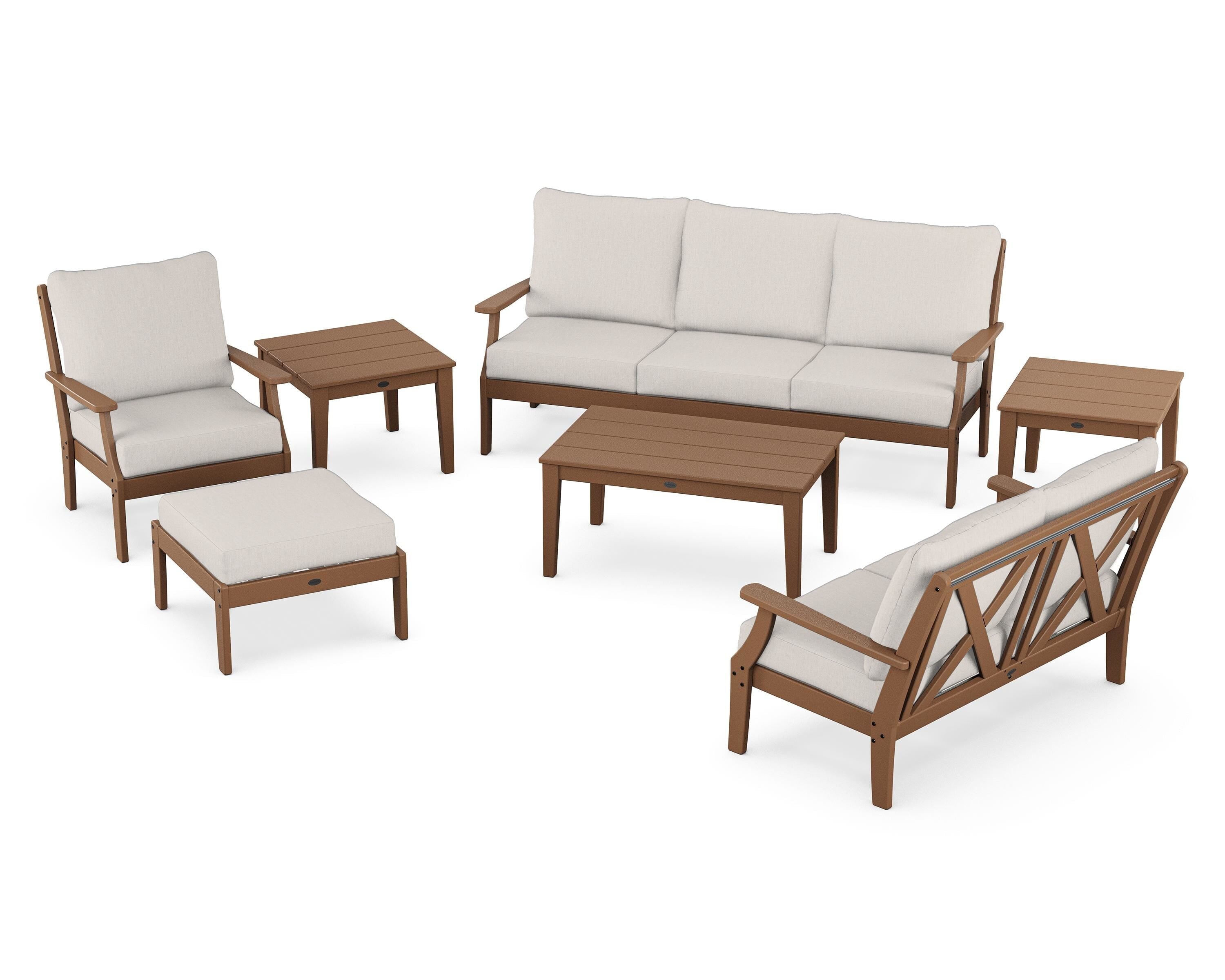 POLYWOOD® Braxton 7-Piece Deep Seating Set in Teak / Cast Ash