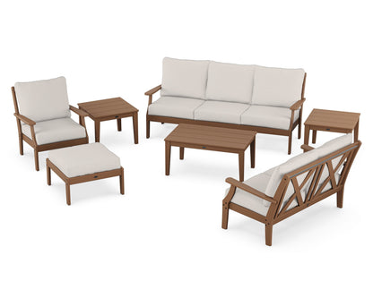 POLYWOOD® Braxton 7-Piece Deep Seating Set in Teak / Cast Ash