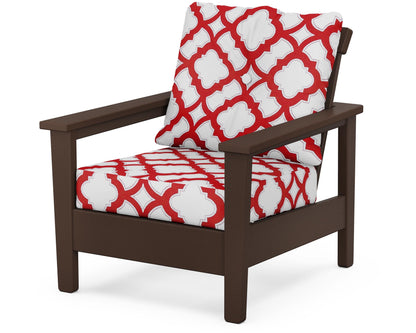 POLYWOOD® Prescott Deep Seating Chair in Mahogany / Trellis Crimson
