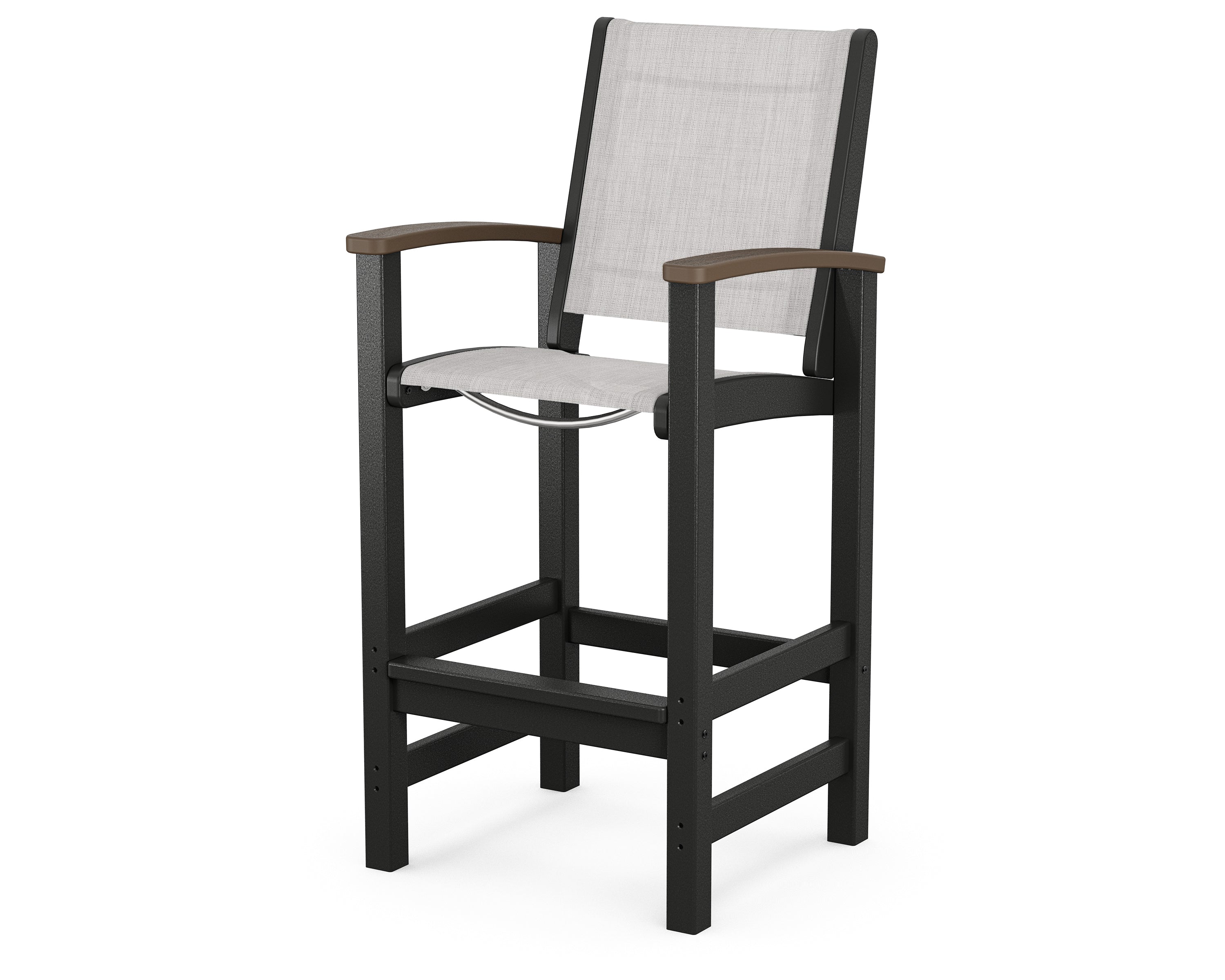 POLYWOOD® Coastal Bar Chair in Black / Kona / Parchment Sling