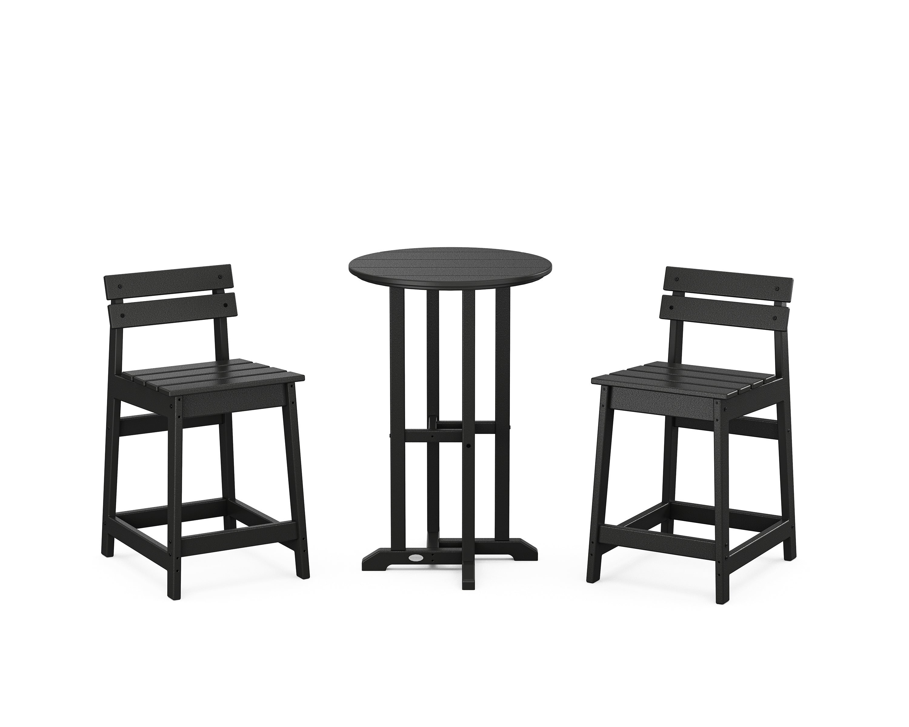 POLYWOOD® Modern Studio Plaza Lowback 3-Piece Bistro Counter Set in Black