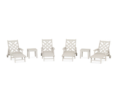 Country Living Wovendale 6-Piece Chaise Set with Arms and Wheels in Sand