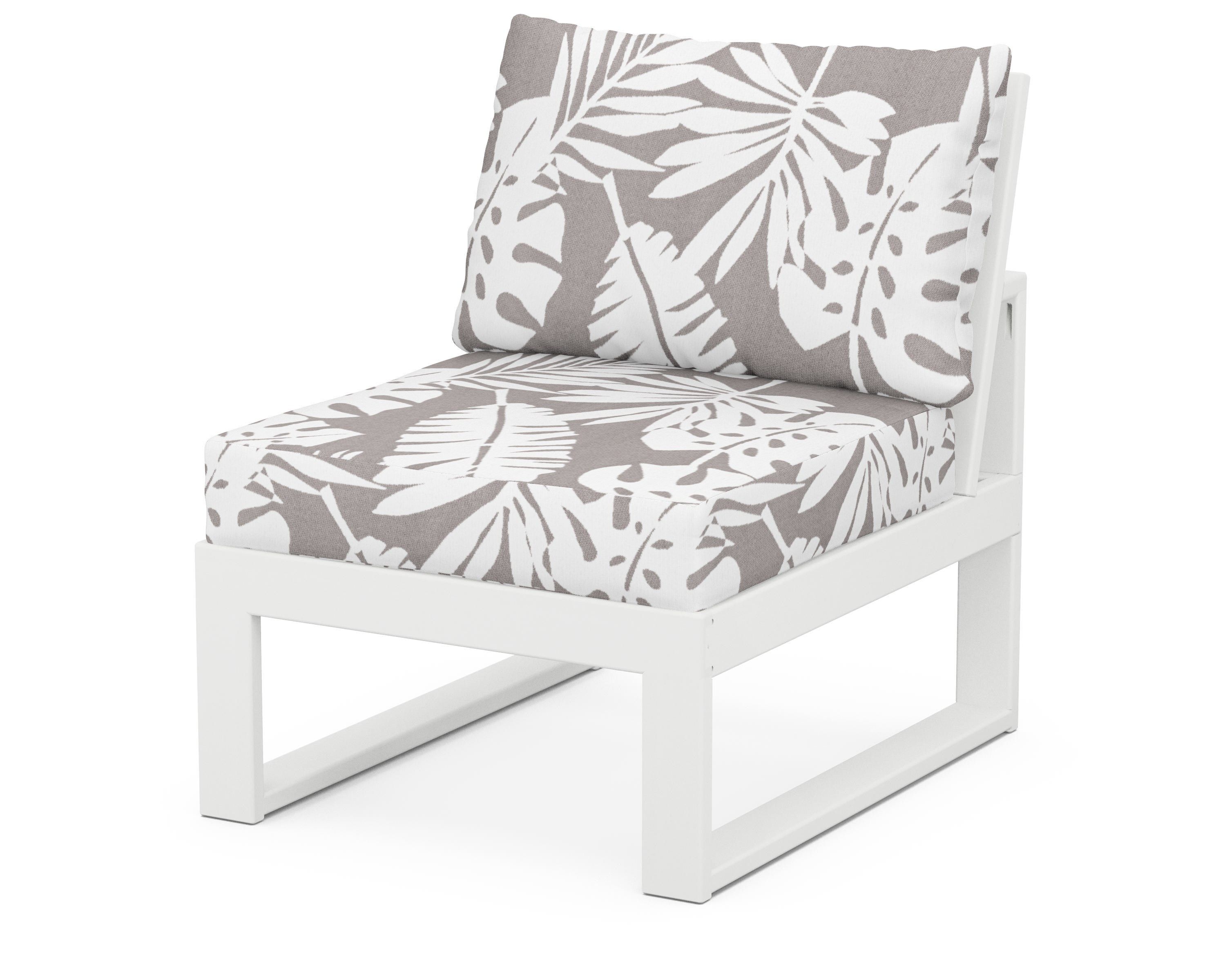 Unbranded Modular Armless Chair in White / Leaf Grey Mist