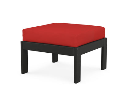 POLYWOOD® Vineyard Modular Ottoman in Black / Crimson Linen