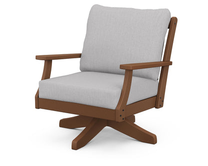 POLYWOOD® Braxton Deep Seating Swivel Chair in Teak / Granite