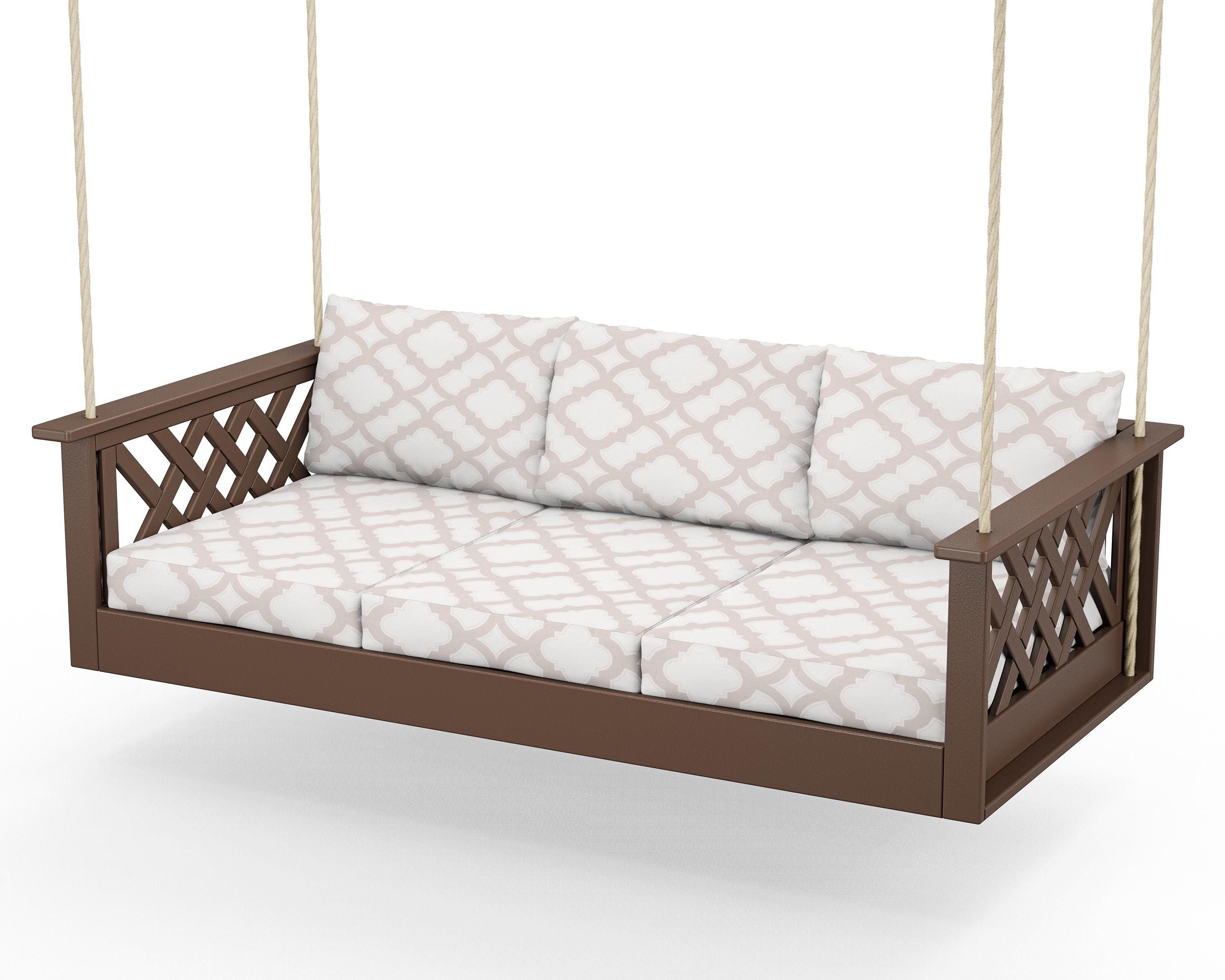 Country Living Wovendale Daybed Swing in Mahogany / Trellis Dune Burlap