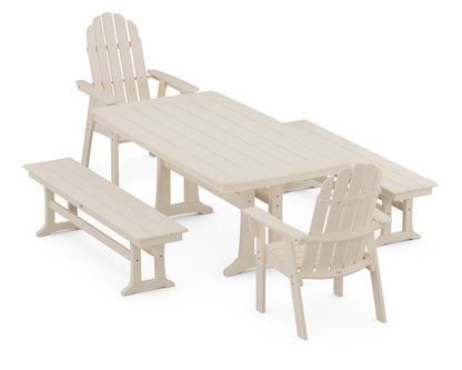 POLYWOOD® Vineyard Adirondack 5-Piece Dining Set with Trestle Legs in Sand