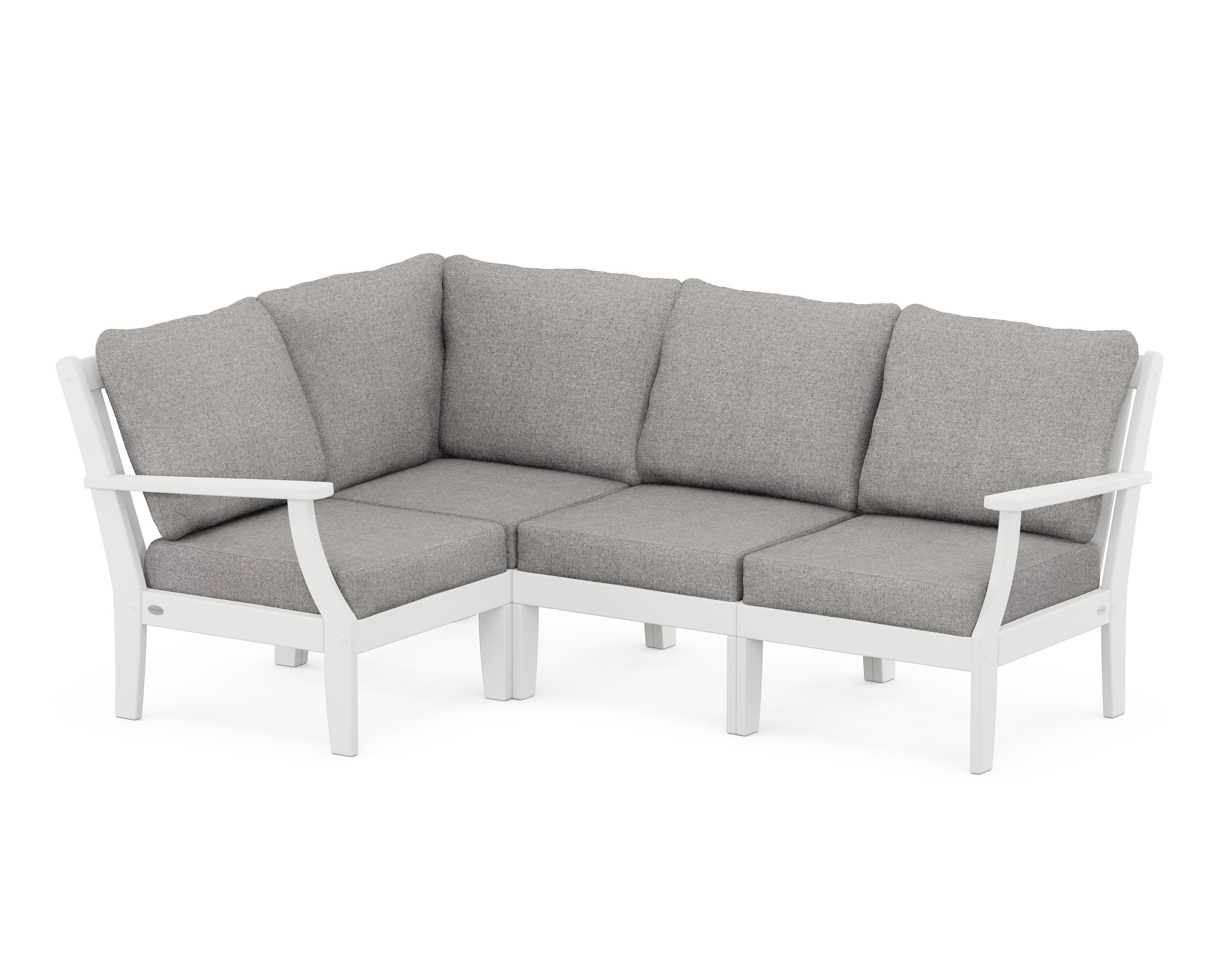 POLYWOOD® Braxton Modular 4-Piece Deep Seating Set in White / Grey Mist