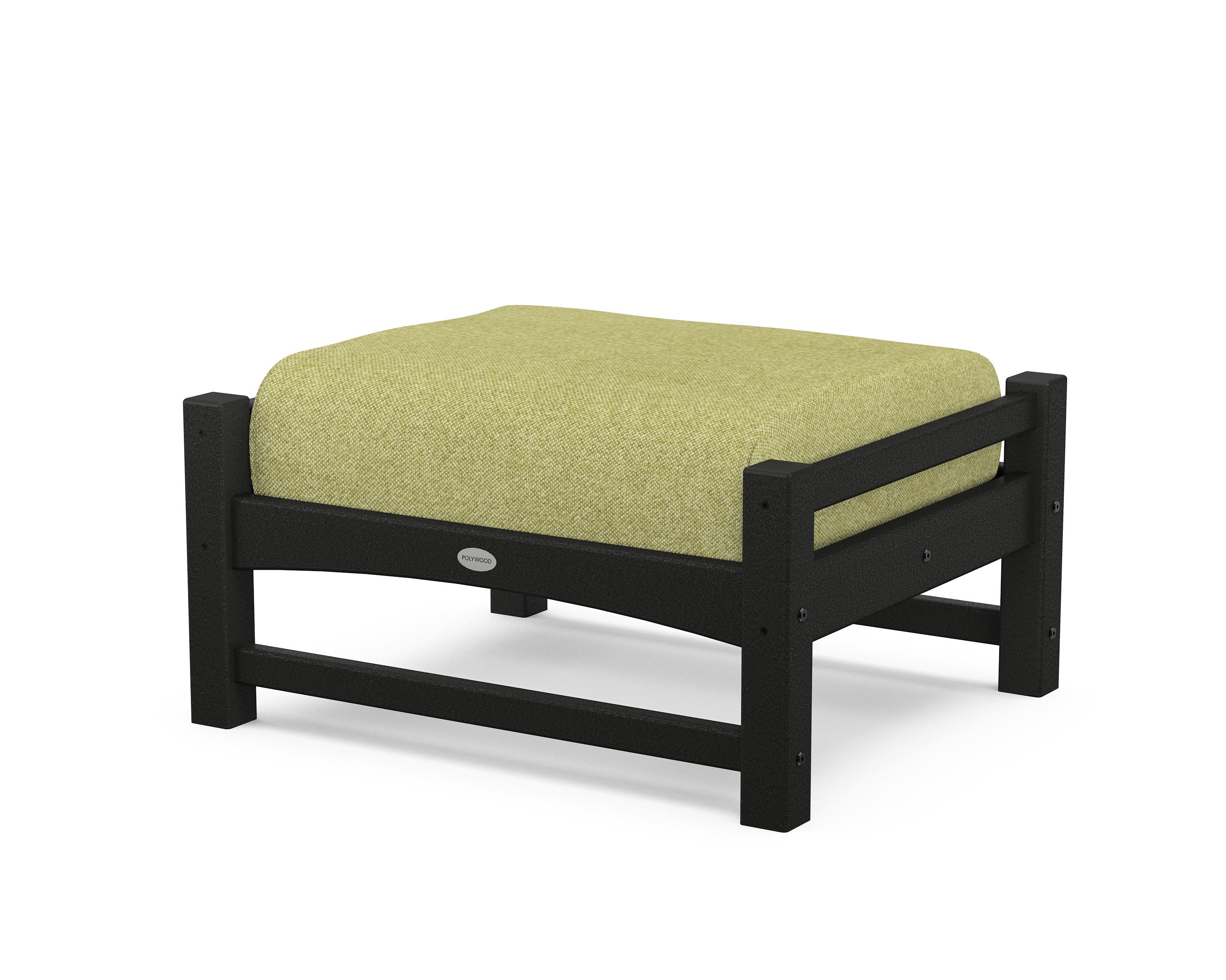 POLYWOOD® Club Ottoman in Black / Chartreuse Boucle