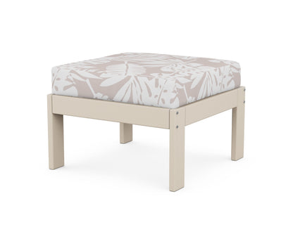 POLYWOOD® Vineyard Modular Ottoman in Sand / Leaf Dune Burlap