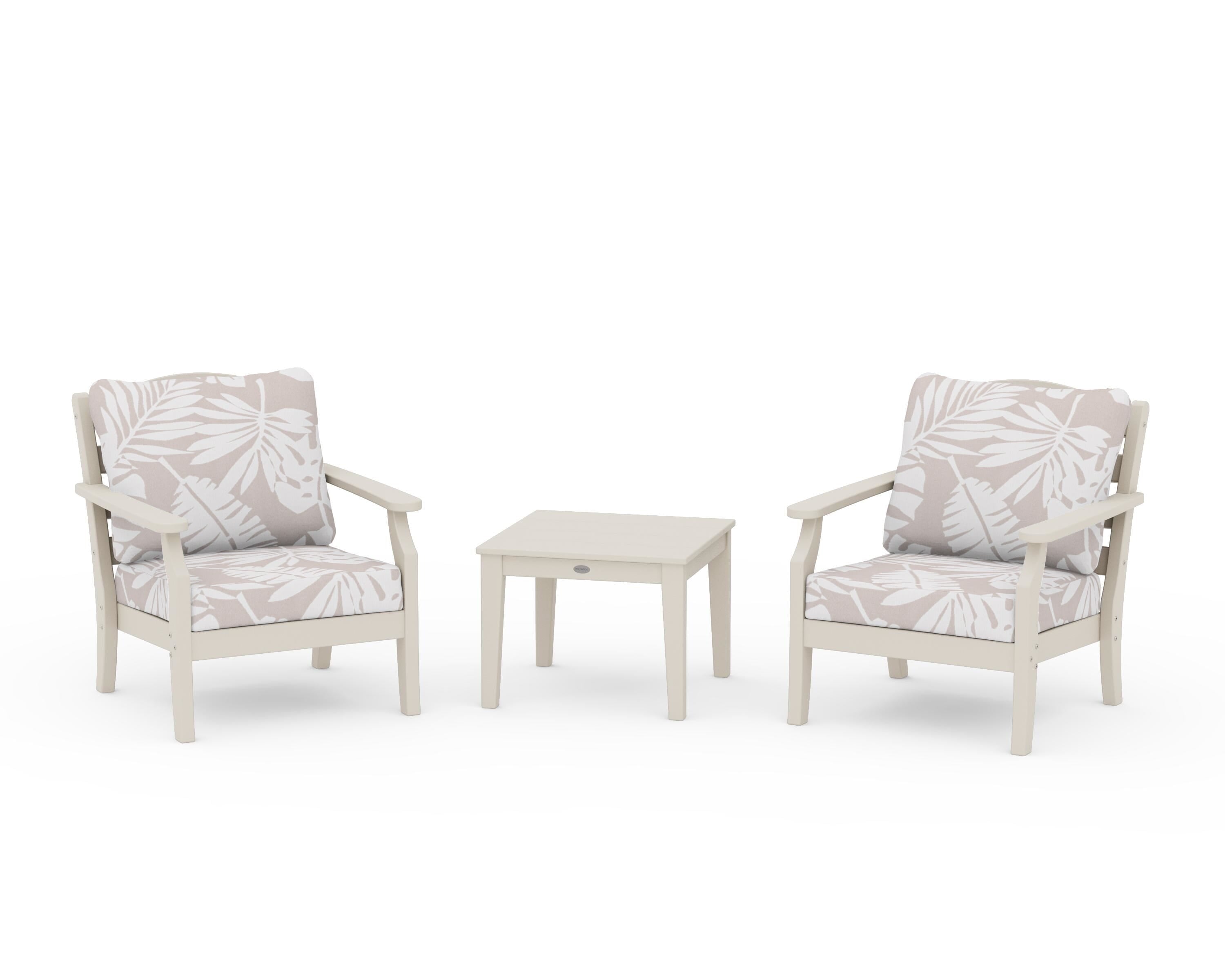 Draper James™ by  POLYWOOD® Savannah 3-Piece Deep Seating Set in Sand / Leaf Dune Burlap