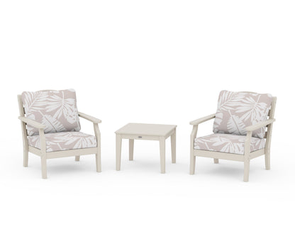 Draper James™ by  POLYWOOD® Savannah 3-Piece Deep Seating Set in Sand / Leaf Dune Burlap