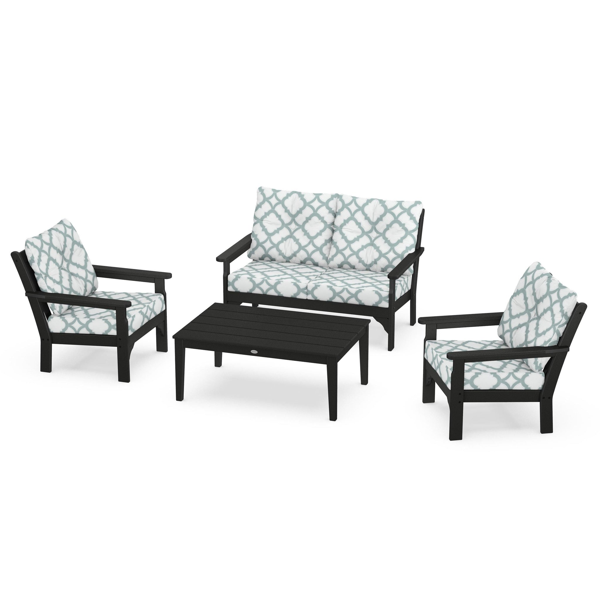 Vineyard 4 Piece Deep Seating Set - Black
