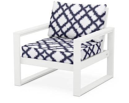 POLYWOOD® EDGE Club Chair in White / Trellis Navy