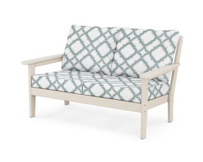 Country Living Cottage Deep Seating Loveseat in Sand / Trellis Glacier Spa
