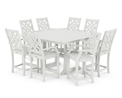 Country Living Wovendale 9-Piece Square Counter Set with Trestle Legs in White