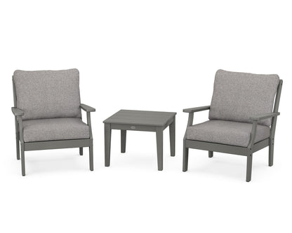 POLYWOOD® Braxton 3-Piece Deep Seating Set in Slate Grey / Grey Mist