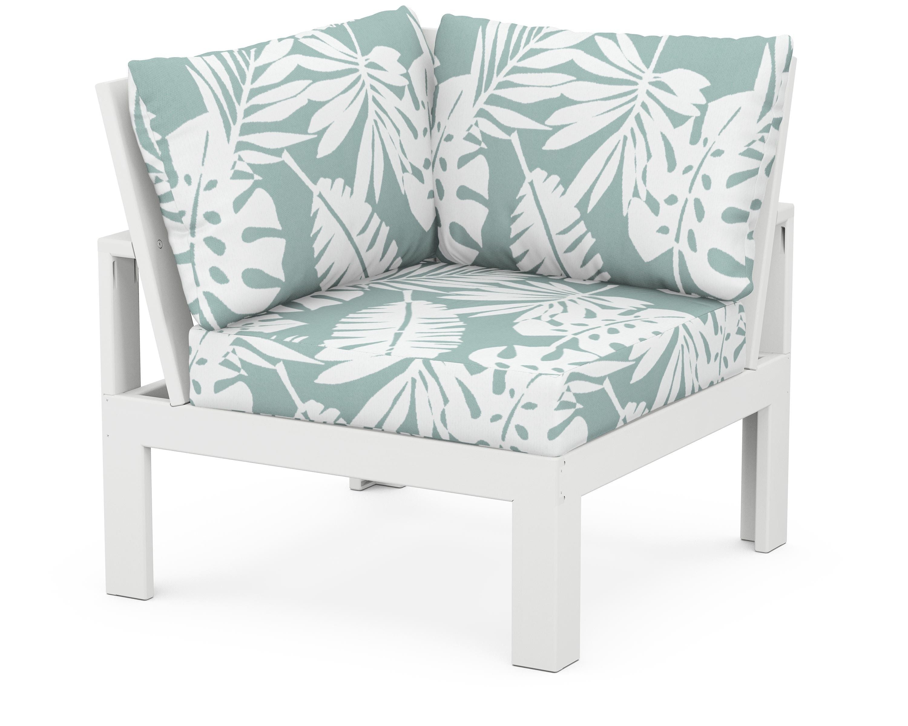 Unbranded Modular Corner Chair in White / Leaf Glacier Spa